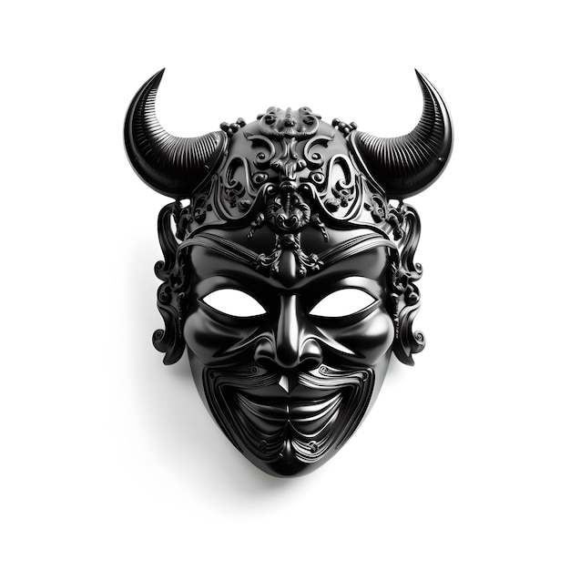 Photo a black mask with horns and a white background