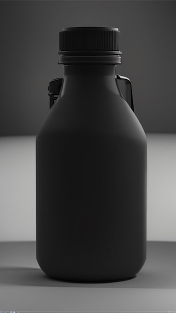 Black Matte Drinking Aluminum Bottle 3D Illustration for Product Mock Up Design Element