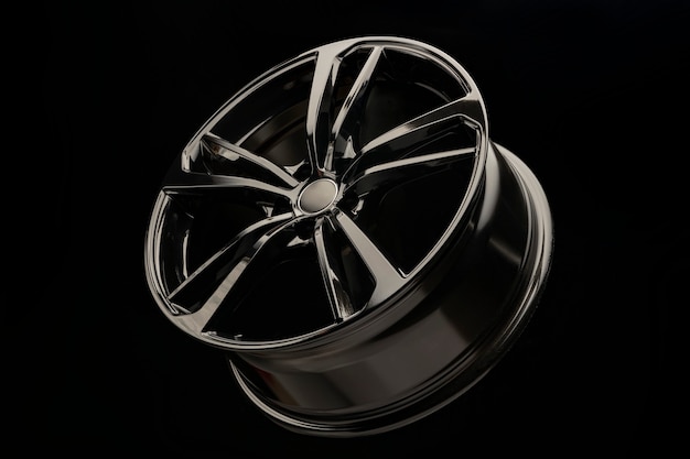 Black matte five-beam alloy wheel with a silver rim