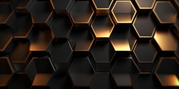 Black metal backdrop with golden light lines is a luxurious abstract design Generative Ai