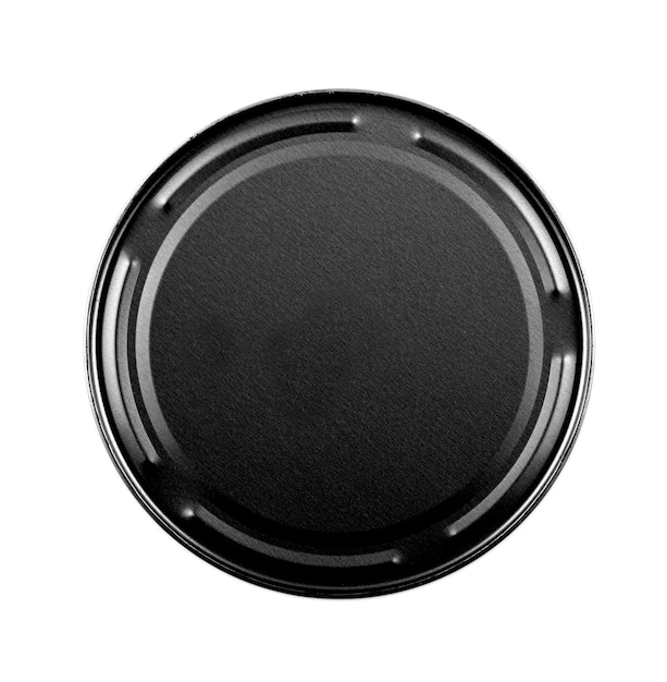 Photo the black metal closed pot isolated on white background view from above