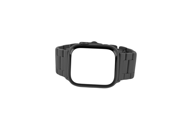 black metal smart watch isolated on white background blanc screen mockup