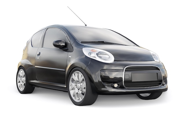 Black metallic ultra compact city car for the cramped streets of historic cities with low fuel consumption 3d rendering