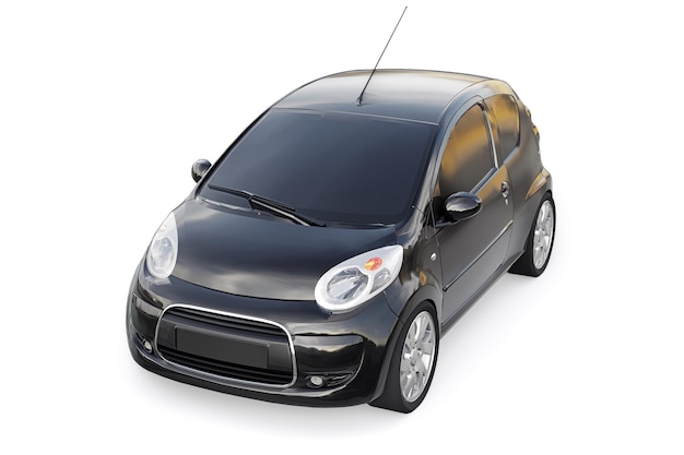 Black metallic ultra compact city car for the cramped streets of historic cities with low fuel consumption 3d rendering