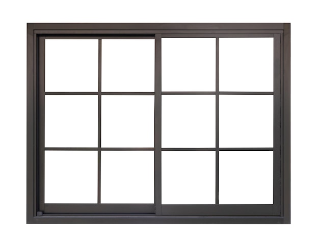 写真 白い背景で隔離の黒い金属製の窓枠