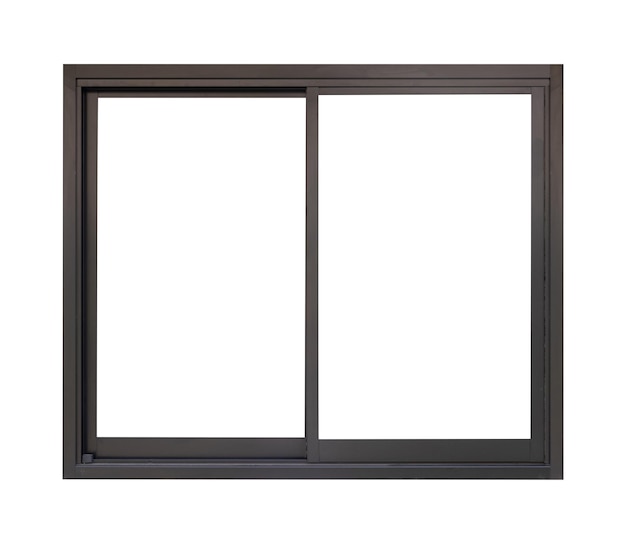 Black metallic window frame isolated on white background