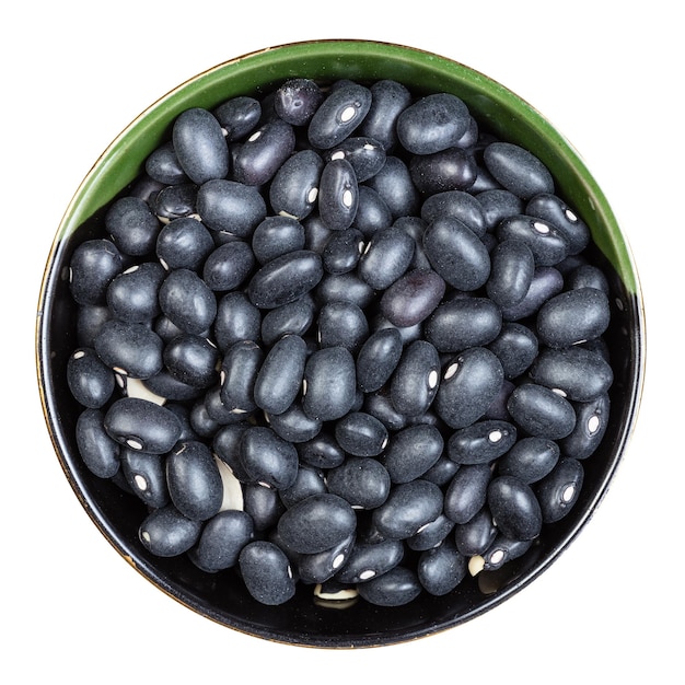 Black mexico beans in round bowl isolated