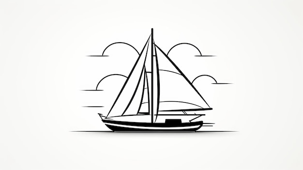 Photo black minimal sailboat icon vector illustration