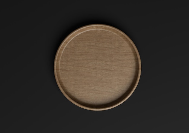 Photo black minimal simple product display stand wooden dish top view flat lay above for nature products