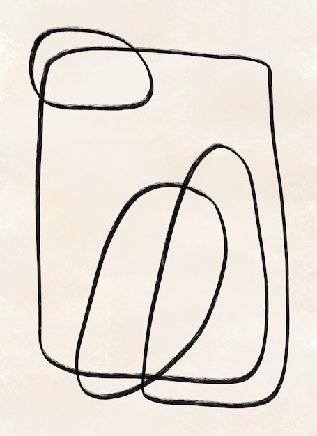 black minimalist line art aesthetic beige canvas print