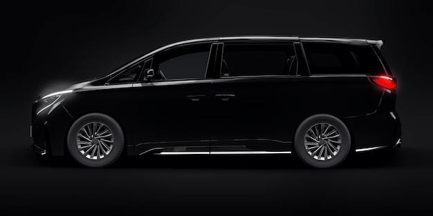 Black Minivan family city car Premium Business Car 3D illustration