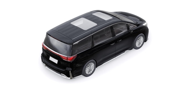 黒ミニバンファミリーシティカープレミアムビジネスカー3Dイラスト