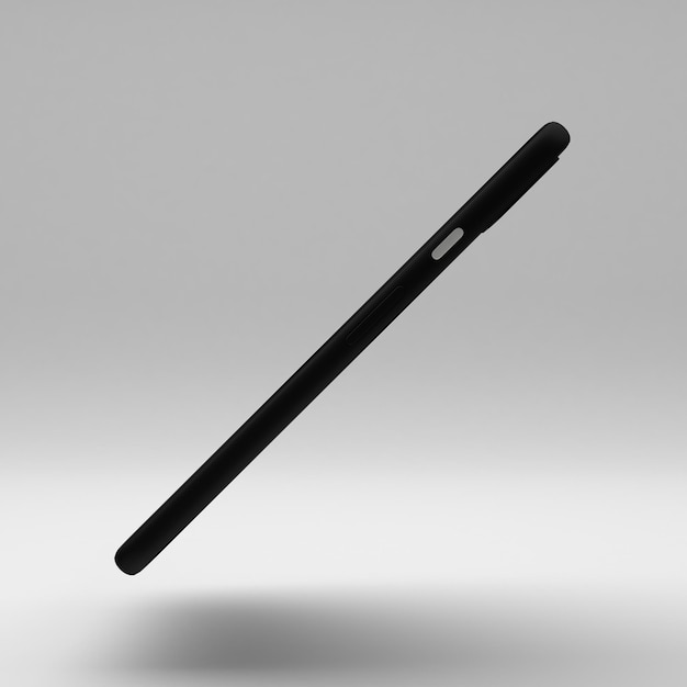 Черный мобильный 4 перспективный вид сбоку, изолированные на белом фоне