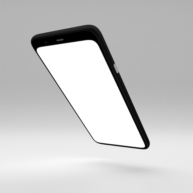 Black Mobile 4 Right Side Floating Isolated In White Background