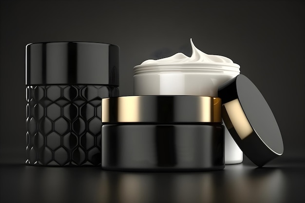 Black mockup cream jar template