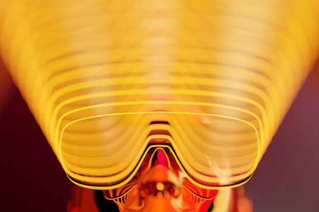 Photo black model of a man in realistic sunglasses under yellow neon light 3d illustration