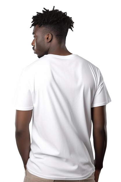 Black Model White Tshirt Mockup Backside