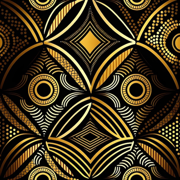 Black modern african wax print pattern illustartion