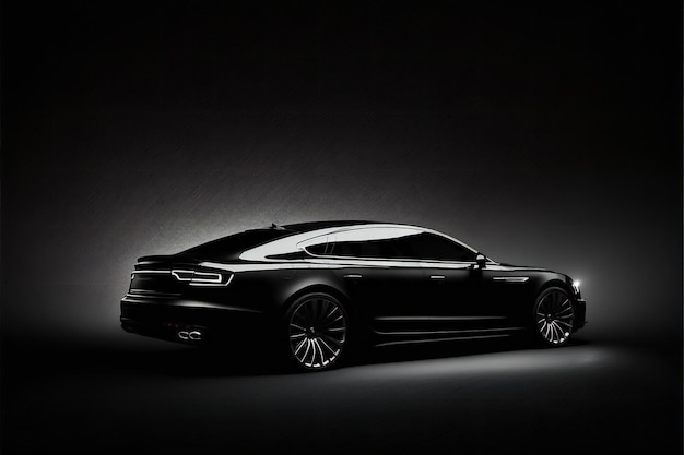 Photo black modern car on black background business transportation