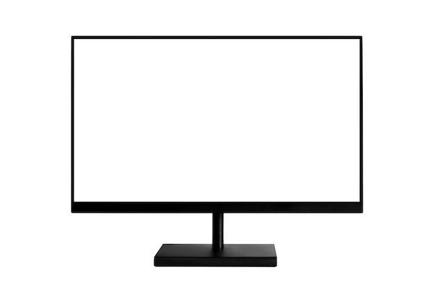 Photo black monitor with white screen isolate