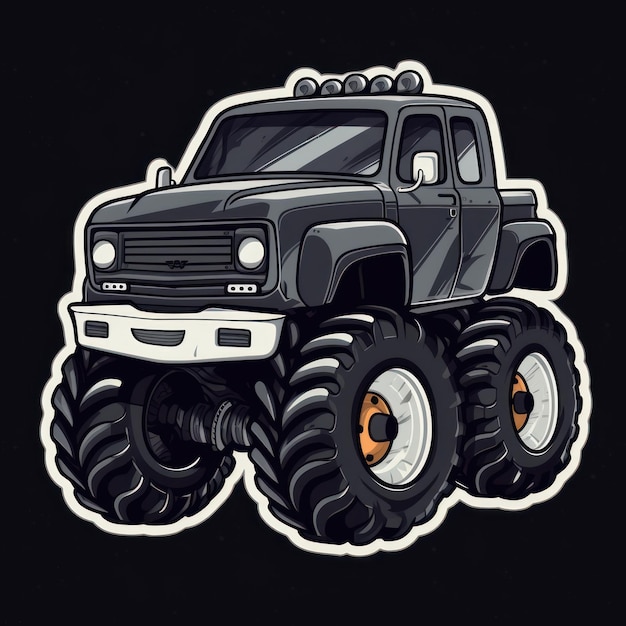 Black Cartoon Monster Truck Sticker