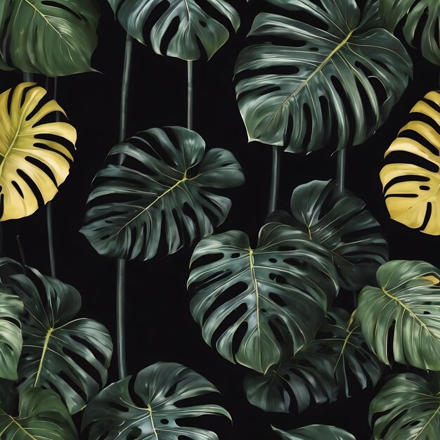 Black monstera leaves background wallpaper