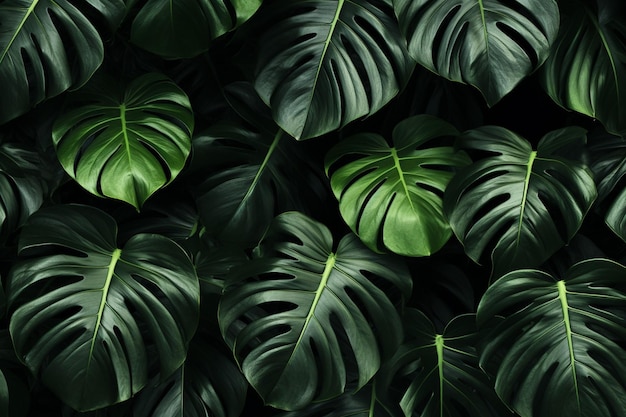 Black monstera leaves background wallpaper