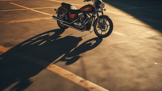 Photo black motorcycle with dramatic shadow on a minimalist background