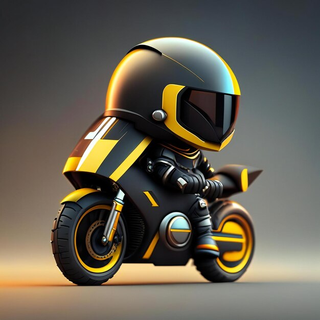 a black motorcycle with a helmet on the front and the word " the word " on the side.