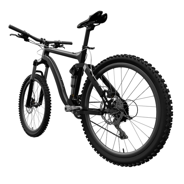 Black mountain bike on an isolated white background 3d rendering