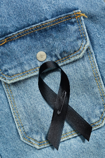 Black mourning ribbon concept