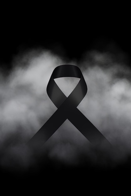 Black mourning ribbon with a dark smoke background