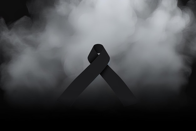 Black mourning ribbon with a dark smoke background