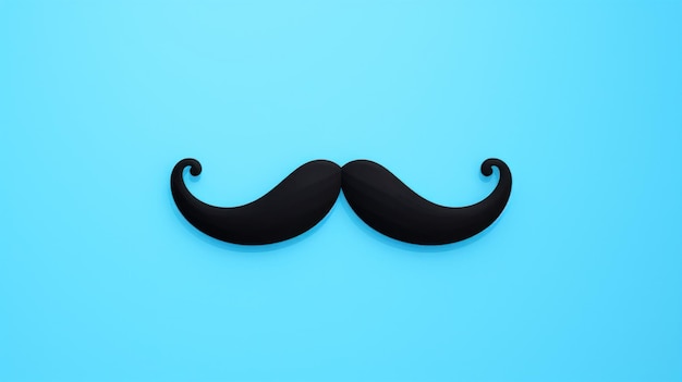 Photo black moustache clip up on blue background