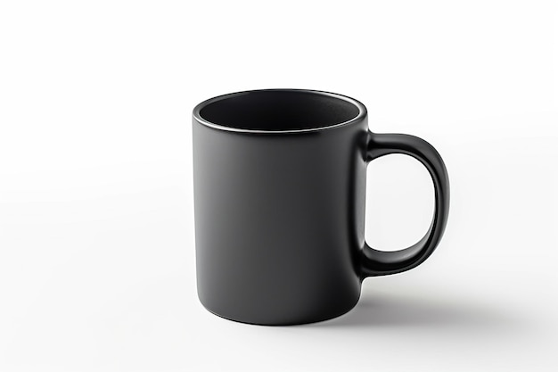 Black Mug mockup isolated in white background ultra sharp focus