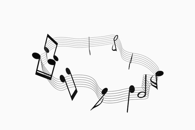 Photo black music notes with white background 3d rendering