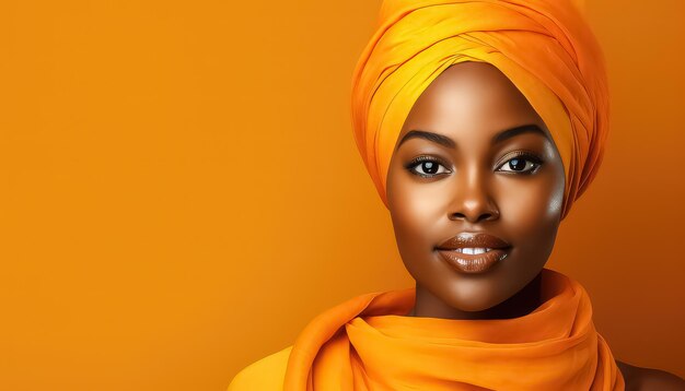 Photo black muslim woman on yellow background