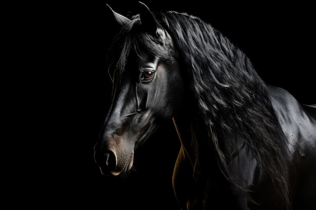 Black mustang close up