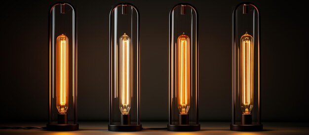Photo black narrow oblong tubes for modern interior lighting