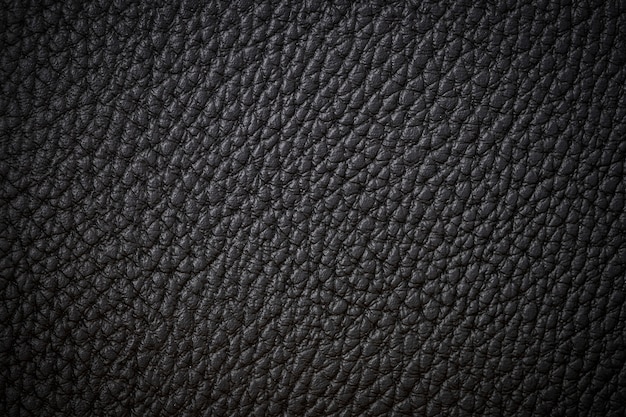 Black natural leather close-up background dark background texture black leather