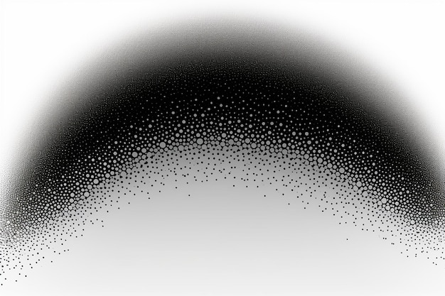 Black noise dotted halftone art smooth curved border isolated on white
