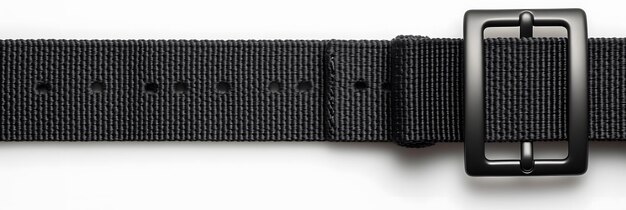 Black nylon strap isolated on white background top view