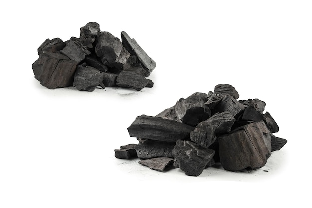 Black oak coal isolated on a white background