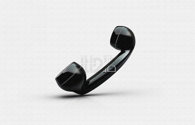 a black object with a black handle is shown on a white background