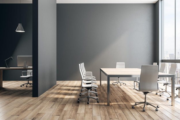 Black office interior