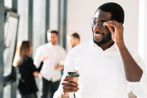 Black office man in glasses