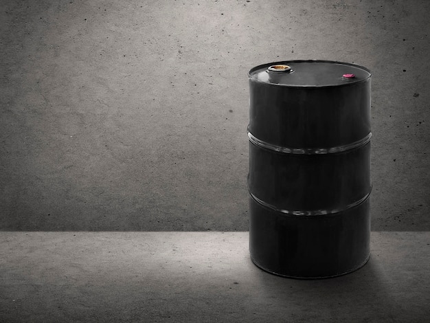 Black oil tank on cement wall background