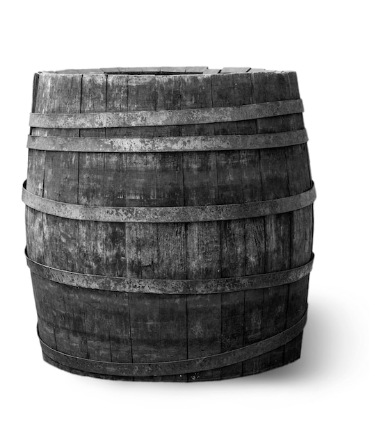 Black old barrel isolated on a white background