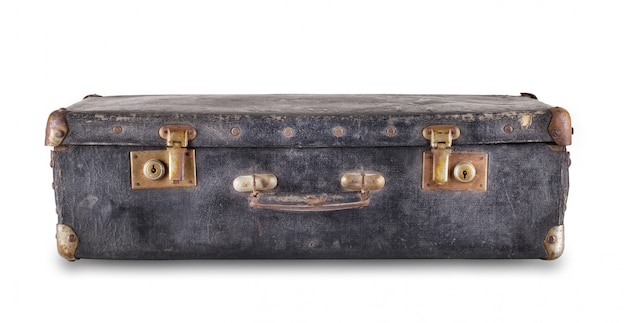 Black old suitcase lying