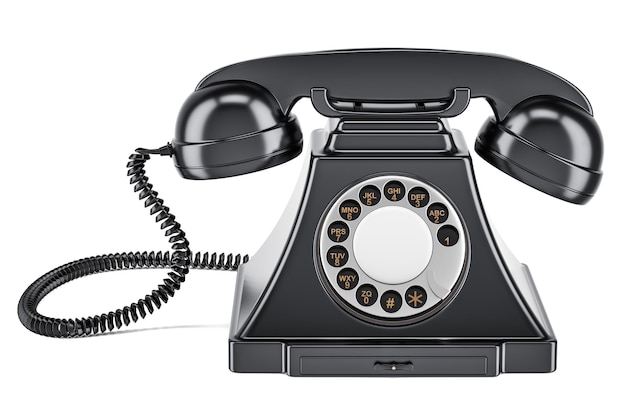 Black oldfashioned phone 3D rendering